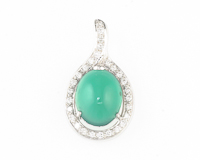 Chrysoprase and diamond pendant