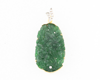 Jadeite (type-A) carving and diamond pendant