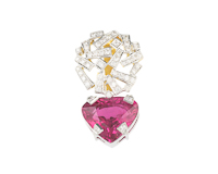 Rubellite and diamond pendant