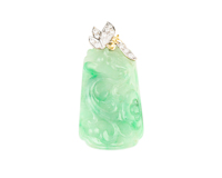 Jadeite (type-A) carving and diamond pendant