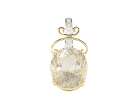 Rutile quartz and diamond pendant