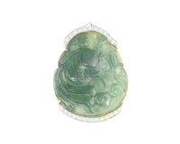 Jadeite (type-A) carving and diamond pendant