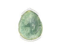 Jadeite (type-A) carving and diamond pendant