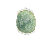 Jadeite (type-A) carving and diamond pendant