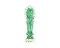 Jadeite (type-A) carving and diamond pendant